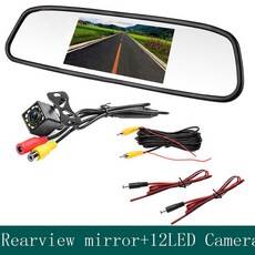 룸미러후방카메라 4.3 인치 자동차 미러 모니터 방수 나이트 비전 CCD 백업 후면보기 카메라와 주차 시스템, 03 12LED camera, 1개