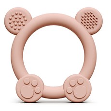 DFMEI 新款兒童防吃手圓環硅膠牙膠嬰兒硅膠磨牙棒寶寶咀嚼器玩具, 1個, 如圖, 熊貓(粉色)