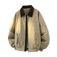 高品質飛行夾克 翻領夾克男 棒球領燈芯絨休閒外套上衣 美式潮牌夾克男