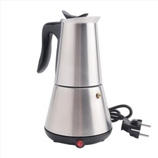 전기 스토브 에스프레소 제조업체 모카 냄비 6 컵 오버 클러가 커피 포트 전기 스테인리스 스틸 클래식 카페 제조업체 EU 플러그, 은