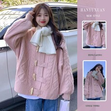 임부복 추동 크롭 루즈핏 후드 스웨터에 도톰 꽈배기 니트 임부 코트