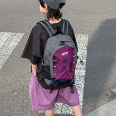 DFMEI 新款兒童潮流雙肩包簡約休閒旅遊外出大容量男童綁帶洋氣男孩揹包, 紫色:如圖, 1個