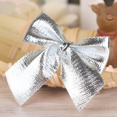 聖誕蝴蝶結 聖誕樹裝飾 5.5cm 蝴蝶結, 銀色（單入）, 1個