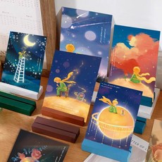 小王子藝術感油畫風景明信片盒裝, 1個, 原創【小王子系列明信片】關注送圓點貼,熱銷【小王子特惠60張】30張*2盒一樣