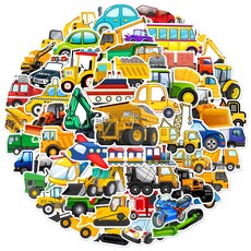 강아지 물고기 중장비 커스텀 감성 캐리어 어린이집 유치원 노트북 방수 DIY 스티커 5종, 중장비스티커 60p, 1개