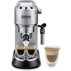DeLonghi 커피 머신 머신기 가정용 에스프레소 드립 드롱히 데디카 스타일 EC 685.전문가용 밀크 폼 노즐이 있는 M 필터 홀더 15cm 너비 1리터 수조 전체 금속 케, 실버, 전념