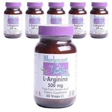 Bluebonnet 左旋精胺酸 500mg植物膠囊 無麩質, 50顆, 6罐