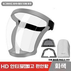 안면 보호대 쉴드 농약 마스크 주방 위생마스크 김서림방지, 업글 그레이+필터10개