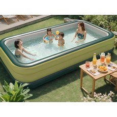 이동식수영장 수영장 펜션 간이 풀장 에어수영장, 3m 3단 아일랜드 그린 플레이 패키지 유선