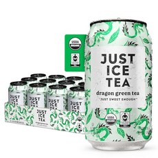 Just Ice Tea Dragon Green Iced Tea 12-Pack (12oz Cans) Green Tea USDA Certified Organic Real, Dragon Green Tea, 946ml