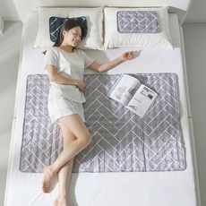 하우스터 냉감 쿨매트 여름 냉감패드, 그레이, 쿨매트+쿨베개 세트