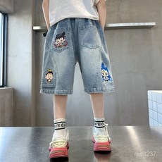 男童夏裝哪吒牛仔短褲2025新款兒童褲子夏季薄款