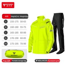 오토바이 우의세트 비옷 MOTOWOLF 라이더 세트 업그레이드 된 숨겨진 부츠 커버와 남성 색상 일치 반사 줄무늬 Chubasquero Moto, S, 21)Neon Yellow