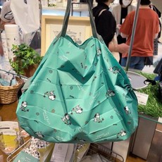 PEANUTS GLAMPING 摺疊購物袋, 1個, 綠色摺疊購物袋約35*30cm