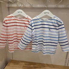 아가방 초특가세일 ~~ 얇은 순면 간절기 여름긴팔티셔츠 ~~기본 스트라이프 디자인 ~~봄 가을 입기 적당