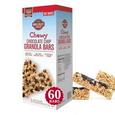 Wellsley Farms Wellsley Farms 츄이 초콜릿 칩 그래놀라 바 60개 (1.4kg(3파운드) 136.1g(3파운드 4.8온스)) - 바당 110칼로리 통곡물, 1개, 1.5kg