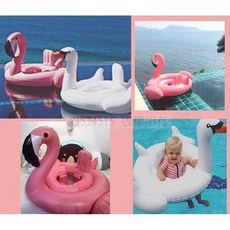 水上充氣動物造型游泳圈, 白色, 1個