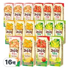 과수원 4종 각4팩 (총16팩) 사과4+복숭아4+오렌지4+청포도4, 190ml, 1세트
