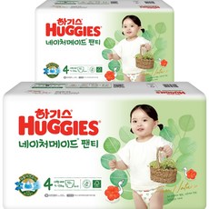 하기스 NEW 네이처메이드 팬티형 기저귀 여아용, 4단계, 104매