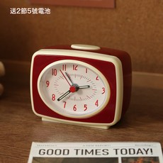DIU 小鬧鐘桌面電子時鐘兒童女孩學生專用起床神器高顏值擺件臺式鐘錶, 紅色（送電池）:如圖