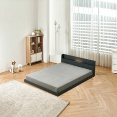 굿모닝침대 로와 저상형침대 받침대 본넬스프링양면 매트리스 포함, 본넬스프링양면-PVC받침대-LED그레이