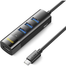 DiamondTiger USB 허브 4 포트 - 1.5m(5피트) 케이블이 있는 다중 3.0 허브 타입-C 전원 포트가 USB-C 스플리터 익스텐더 노트북 데스크톱 윈도, 1Ft