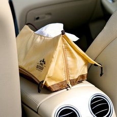 (R-CAR車坊)適用於 露營帳篷造型面紙盒 面紙套 面紙盒 車內 露營 休閒 登山 卡其色 聚酯纖維-電子發票
