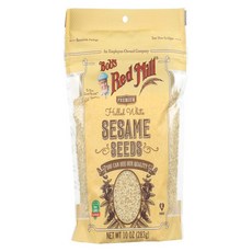 밥스 레드 밀 흰색 껍질 벗긴 참깨 재밀봉 스탠드업 백 Bob's Red Mill White Hulled Sesame Seeds Resealable Stan up Bag, 10온스(1팩), 1개, 283g