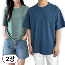 [1+1] 제시본 남녀공용 리얼 냉감 쿨 오버핏 반팔 티셔츠 기능성 고탄력 속건 루즈핏 라운드 반팔티 빅사이즈