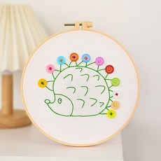 兒童DIY刺繡材料包 小象創意手工縫紉針線包, 1個, 刺猬（材料包含工具）兒童安全用針