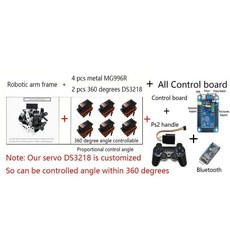 6 DOF 로보틱스 키트 로봇 조작기 금속 합금 Arduino Arm Servo MG996 DIY Kit, A upgrade set 1