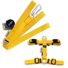 랩릿 강아지 하네스 + 리드줄 세트, 1세트, 클래식 옐로우