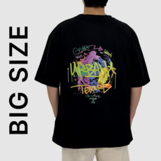 [2XL-5XL] 비크네 순면 빅사이즈 오버핏 프린팅 반팔티