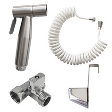 Manneungsamchon 馬桶浴室清潔槍5m白色捲管+斯登槍+馬桶掛架+T型閥組, 1套