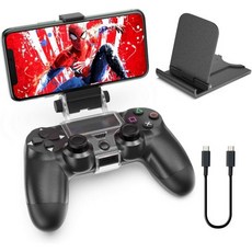 OIVO PS4 컨트롤러 휴대폰 마운트 클립 - 듀얼쇼크 4 컨트롤러를 위한 조절 가능한 스탠드가 있는 모바일 게이밍 클램프 브래킷 홀더, 1개