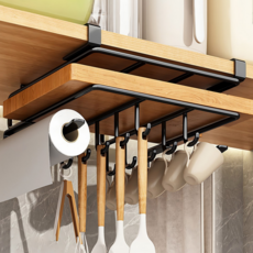 무루어 무타공 틈새 상부장 조리도구 걸이, 1개, 블랙 미들 후크