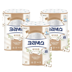 크리넥스 4겹 퓨어코튼, 25m, 30롤, 3개