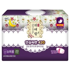 쏘피 바디피트/귀애랑 생리대/오버나이트/팬티라이너, 오버나이트, 20개입, 1개