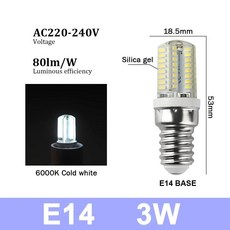 미니 전구 옥수수 논스트로브 백색광 할로겐 램프 대체, 2. E14 3W 6000K / A. 5pcs