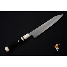 和欣行 高橋楠 一刀齋虎徹作 銀三鋼 本霞 勘所型 細身切付牛刀 240MM (多種柄可選), 藍松石上下仿象牙 三鎳銀, 1個, 藍松石上下仿象牙