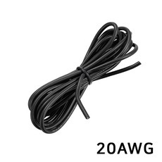 20AWG 실리콘 케이블 드론 RC카 배터리 전원선 고내열 주석도금 구리, 1개, (케이블) 20AWG(블랙)
