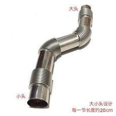 直徑60mm 不鏽鋼波紋管 適用於 熱水器排煙管 多節可彎曲大小頭設計, 2節不鏽鋼波紋管, 1個