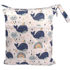 papa 雙口袋防水收納袋 寶寶出門推車收納袋, 鯨魚, Multicolor