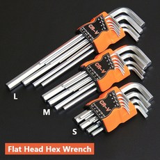 9PCS 육각 렌치 세트 더블 엔드 L 유형 알렌 키 육각 플랫 볼 Torx 스타 헤드 스패너 육각 키 세트 스크루 드라이버 핸드 툴, 플랫 헤드 육각 렌치, 에스, 1개