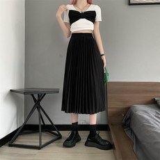 Elegant Summer Midi Skirt Women Solid High Waist Long Skirt Ladies 2022 Spring Harajuku All-match A