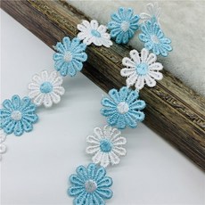 1 야드 25mm 다채로운 데이지 꽃 레이스 트림 뜨개질 웨딩 수 놓은 Diy 수제 패치 워크 바느질 용품 공예품 레이스, 06, 06, 1개