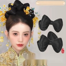 [데일리 한복룩] 머리볼륨핀 업스타일 헤어장식 한복뒤꽂이 비녀, 2. 더블 나비 자연 블랙