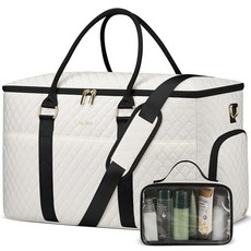 KROSIAS 여행용 더플 백 신발 수납 공간이 있는 여성용 위켄더 세면도구 가방이 대형 휴대용 오버나이트 베이지-블랙