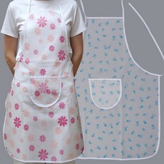 예쁜 꽃무늬 생활 방수앞치마 단체 김장 작업용 김장용 주방 앞치마 작업 청소용 방수용 꽃집 EVA 반투명 위생 이쁜 원피스형