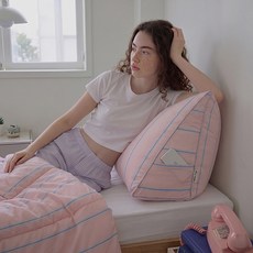 1+1 애프터홈 다용도 워싱 삼각 침대 등받이 등쿠션 솜포함, 베리